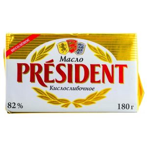 МАСЛО PRESIDENT® Сливочное 82%, 180 гр
