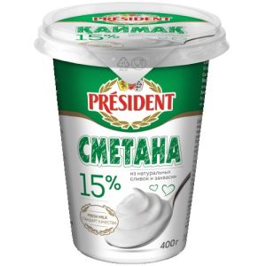 Сметана President 15% 400гр